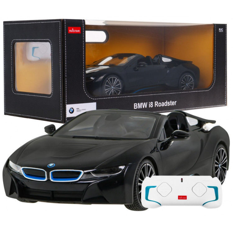 BMW i8 Roadster czarny RASTAR model 1:12 Zdalnie sterowane auto + pilot 2,4 GHz