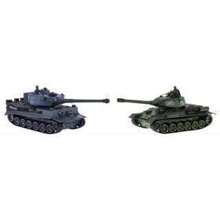 Zdalnie sterowane 2 czołgi T-34 vs Tiger dla dzieci 3+ Strzelające modele 1:28 + Wielka Bitwa Czołgów + Dźwięki Światła