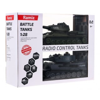 Zdalnie sterowane 2 czołgi T-34 vs Tiger dla dzieci 3+ Strzelające modele 1:28 + Wielka Bitwa Czołgów + Dźwięki Światła