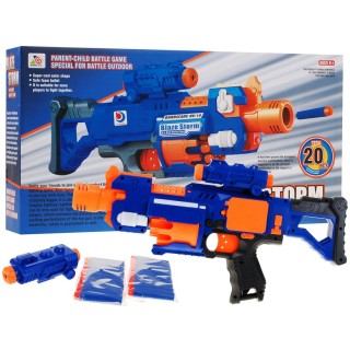 Szybkostrzelny Karabin dla dzieci 8+ Blaze Storm 20 długich Pocisków z pianki + Celownik + Kolba