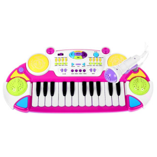 Różowy zestaw muzyczny Keyboard + Werble + Mikrofon dla dzieci 3+ Światła + Dźwięki 2 oktawy