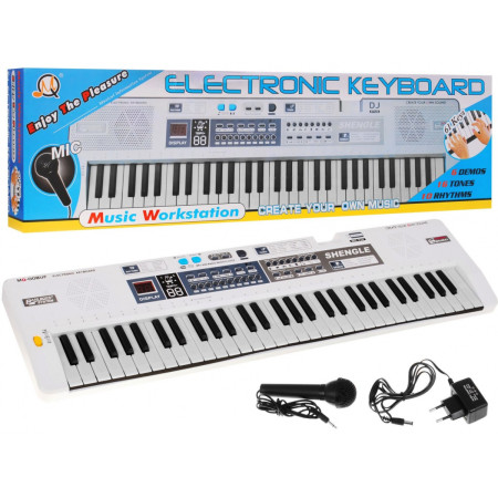 Biały Keyboard dla dzieci 5+ Mikrofon + Nagrywanie + Głośniki Stereo - model nr 008