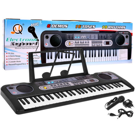 Keyboard dla dzieci 5+ Stojak na nuty Mikrofon + Nagrywanie Radio USB MP3 - model nr 020