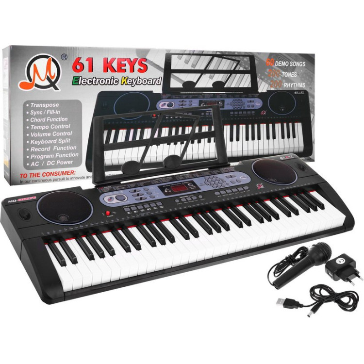 Wielofunkcyjny Keyboard dla dzieci 5+ Zestaw muzyczny Stojak na nuty Mikrofon - model nr 602