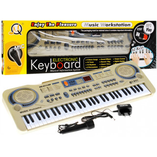 Beżowy Keyboard dla dzieci 5+ Mikrofon + Nagrywanie + USB MP3 - model nr 811