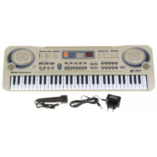 Beżowy Keyboard dla dzieci 5+ Mikrofon + Nagrywanie + USB MP3 - model nr 811