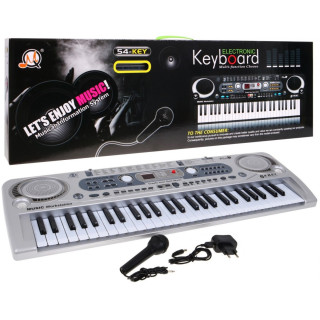 Srebrny Keyboard dla dzieci 5+ Mikrofon + Nagrywanie USB - model nr 824