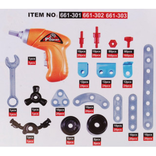 Klocki konstrukcyjne dla dzieci 6+ Elektryczna wkrętarka + Narzędzia + 10 modeli do zbudowania 552 el.