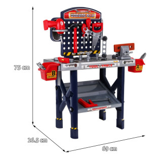 Duży Warsztat dla dzieci 3+ Stolik narzędziowy 55 el. + Elektryczna wkrętarka + Funkcje interaktywne