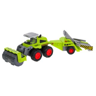 Walec rolniczy dla dzieci 1:55 Traktor z wałem uprawowym + Przyczepa sadownicza