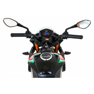 Aprilia Tuono V4 Motor na akumulator dla dzieci Czarny + Panel MP3 + Kółka pomocnicze + Wolny Start