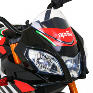 Aprilia Tuono V4 Motor na akumulator dla dzieci Czarny + Panel MP3 + Kółka pomocnicze + Wolny Start