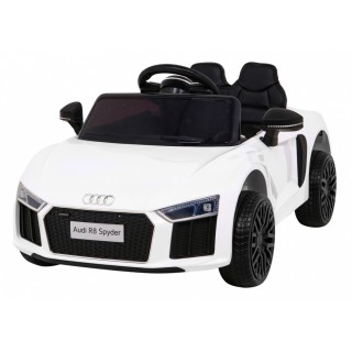 Audi R8 na akumulator dla dzieci Biały + Pilot + EVA + Wolny Start + MP3 LED