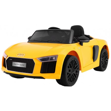 Audi R8 Spyder na akumulator Żółty + Pilot + EVA + Wolny Start + Radio MP3 + LED