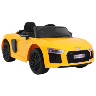 Audi R8 Spyder na akumulator Żółty + Pilot + EVA + Wolny Start + Radio MP3 + LED