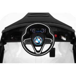 BMW I8 Lift Auto na akumulator Biały + Pilot + Wolny Start + 3-pkt pasy + MP3 USB + LED