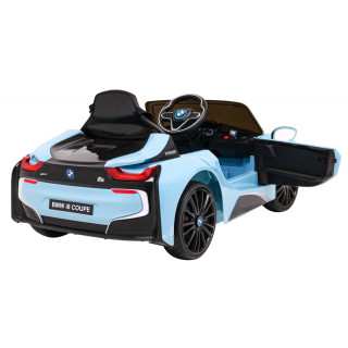 BMW I8 Lift Auto na akumulator Niebieski + Pilot + Wolny Start + 3-pkt pasy + MP3 USB + LED