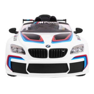 BMW M6 GT3 Auto na akumulator dla dzieci Biały + Nawiew powietrza + Dźwięki MP3 Światła + Pilot