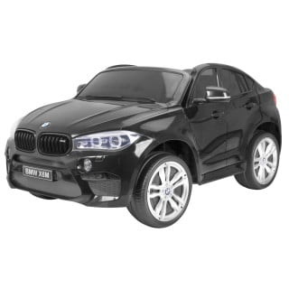 BMW X6M XXL dla 2 dzieci Czarny + Pilot + Ekoskóra + Pasy + Wolny Start + MP3 USB + LED