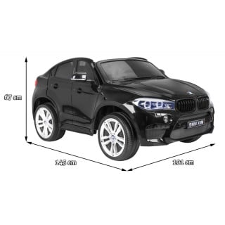 BMW X6M XXL dla 2 dzieci Czarny + Pilot + Ekoskóra + Pasy + Wolny Start + MP3 USB + LED