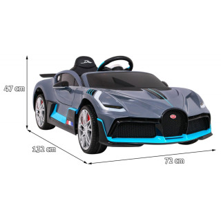 Bugatti Divo Autko na akumulator dla dzieci Szary + Pilot + EVA + Wolny Start + LED MP3