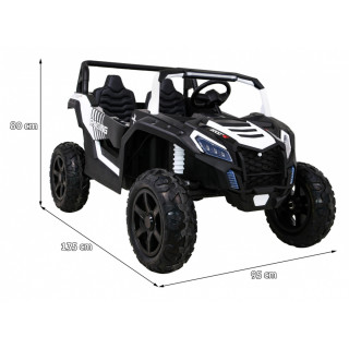 Buggy ATV Strong Racing dla 2 dzieci Biały + Silnik bezszczotkowy + Pompowane koła + Audio LED