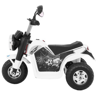 Motorek MiniBike na akumulator dla dzieci Biały + Dźwięki + Światła LED + Ekoskóra