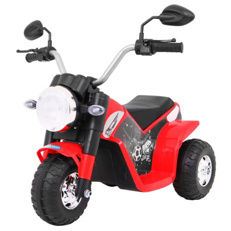 Motorek MiniBike na akumulator dla dzieci Czerwony + Dźwięki + Światła LED + Ekoskóra