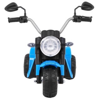 Motorek MiniBike na akumulator dla dzieci Niebieski + Dźwięki + Światła LED + Ekoskóra