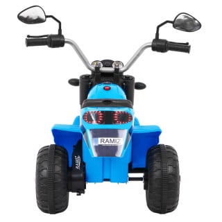 Motorek MiniBike na akumulator dla dzieci Niebieski + Dźwięki + Światła LED + Ekoskóra