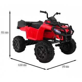 Quad XL ATV na akumulator dla dzieci Czerwony + Napęd 4x4 + Bagażnik + Wolny Start + EVA + Audio LED