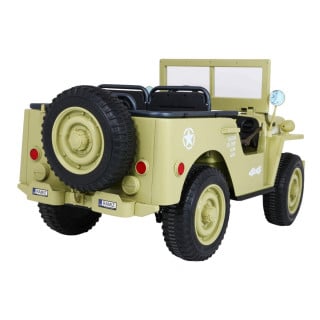 Autko Wojskowe Retro Strong dla 3 dzieci Matcha + Napęd 4x4 + Schowki + EVA + Wolny Start + MP3 LED