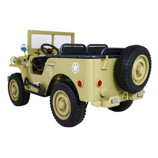 Autko Wojskowe Retro Strong dla 3 dzieci Matcha + Napęd 4x4 + Schowki + EVA + Wolny Start + MP3 LED