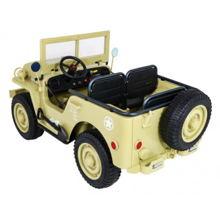 Autko Wojskowe Retro Strong dla 3 dzieci Matcha + Napęd 4x4 + Schowki + EVA + Wolny Start + MP3 LED