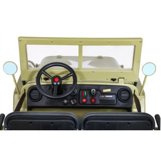 Autko Wojskowe Retro Strong dla 3 dzieci Matcha + Napęd 4x4 + Schowki + EVA + Wolny Start + MP3 LED