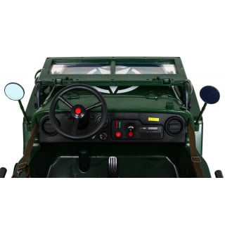 Autko Wojskowe Retro Strong dla 3 dzieci Zielony + Napęd 4x4 + Schowki + EVA + Wolny Start + MP3 LED