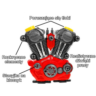 Rozkręcany Silnik samochodowy dla dzieci 3+ Interaktywne efekty + Ruchome elementy + Narzędzia