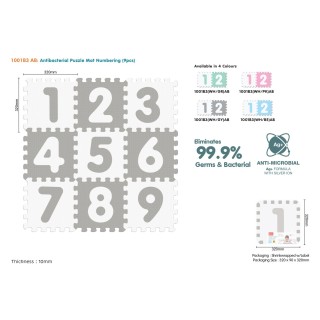 Numbers Gray Antibacterial Foam Mat