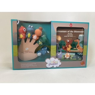Set of Rubber Puppets Dinosaurs + Booklet