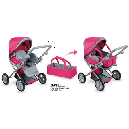 2-in-1 Pink Stroller