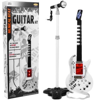 Electric Guitar Stand Microphone White