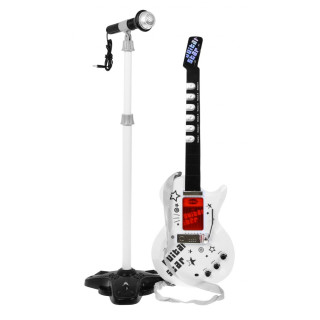 Electric Guitar Stand Microphone White