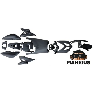 DANGLŲ RINKINYS, PLASTIKINĖS KĖbulo DALYS MATINĖS JUODOS, SKIRTAS YAMAHA AEROX