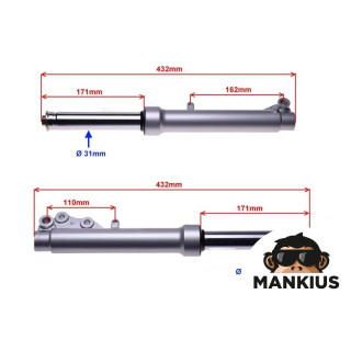 Priekinių amortizatorių komplektas šakei 432 mm LH+RH