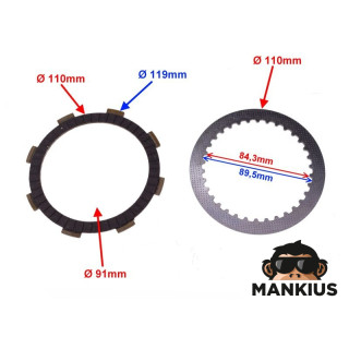 PLOKŠČIŲ RINKINYS, sankabos pavara+VARAMAS HONDA CBF 125