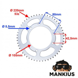 SPROCKET, REAR FOR DERBI SEND TYPE "A" T 53