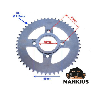 SPROCKET, REAR WHEEL FOR ROMET CRS50/125