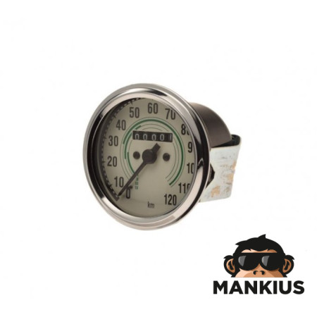 SPEEDOMETER, JAWA 250 350 ROUND 120 km/h WHITE