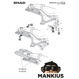 FITTING, 3P SIDE CASE SHAD FOR YAMAHA MT 10