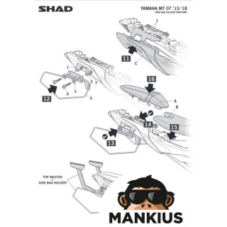 FITTING, SEMI-RIGID SIDE CASES FOR YAMAHA MT07 18